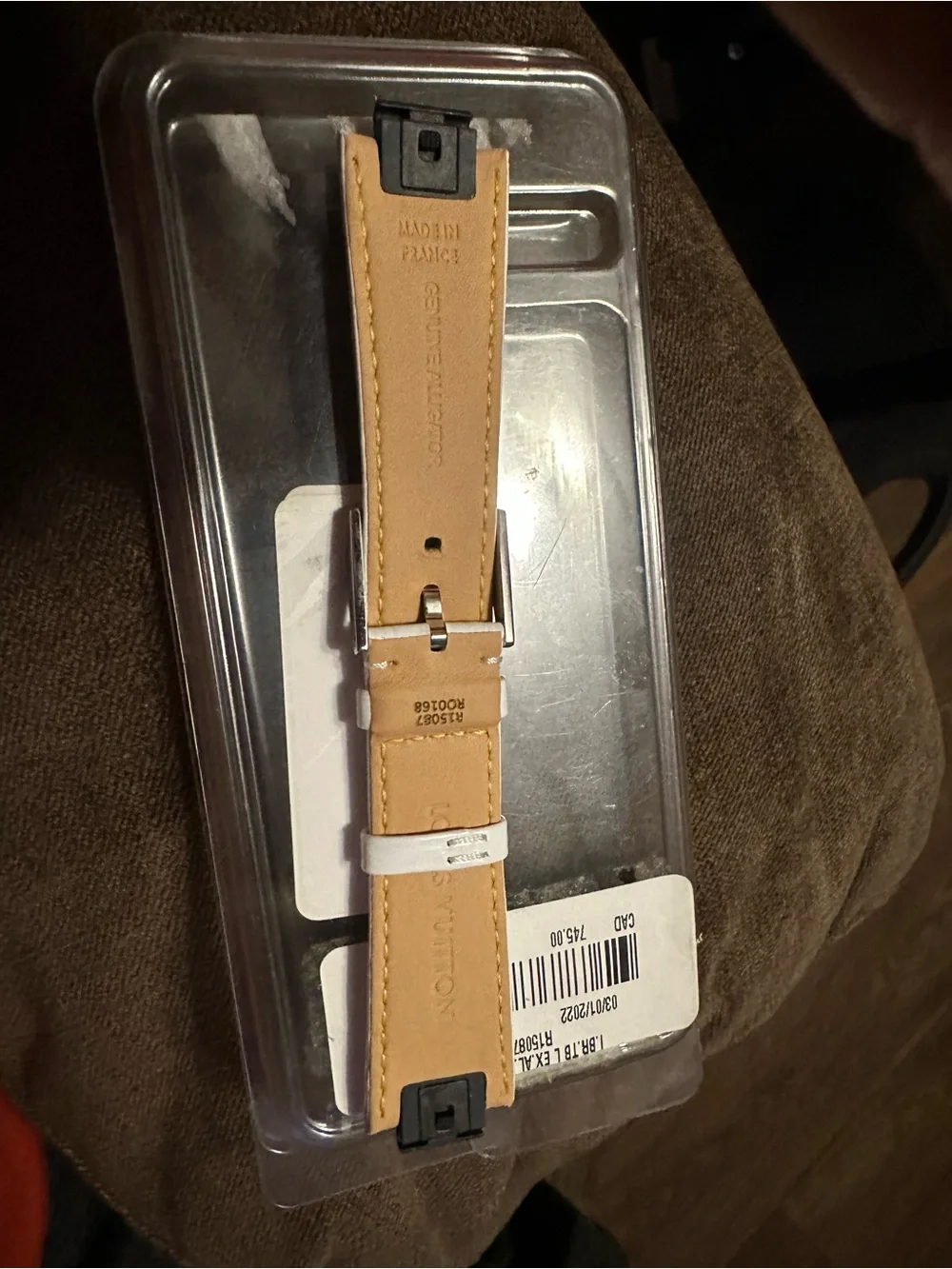 Louis Vuitton White Croc-Embossed Leather Watch Strap with Polished Buckle